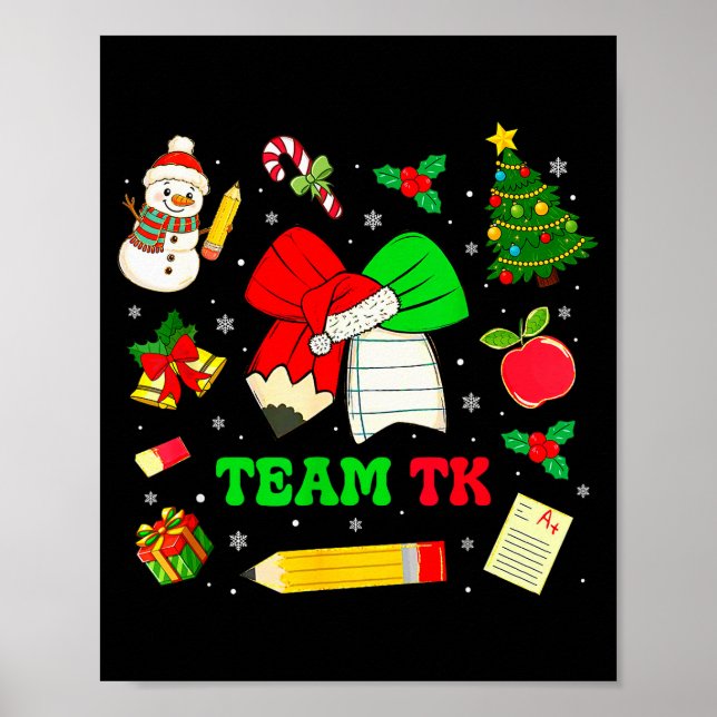 Coquette Bow Team Tk Christmas Transitional Kinder Poster (Vorne)