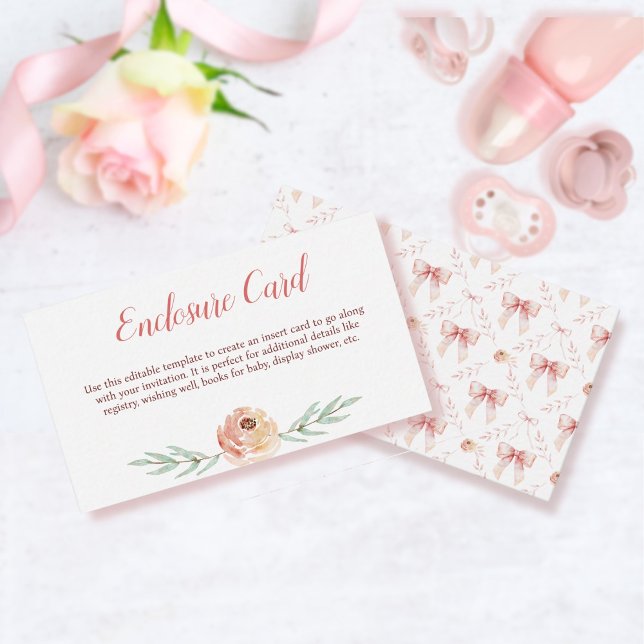 Coquette Bow und Florals Enclosure Card Mitteilungskarte (Von Creator hochgeladen)
