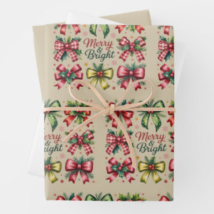 Coquette Bow Weihnachten Weihnachten Vintage Weihn Geschenkpapier Set
