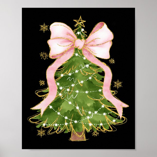 Coquette Bow Weihnachtsbaum Weihnachten Weihnachte Poster (Vorne)