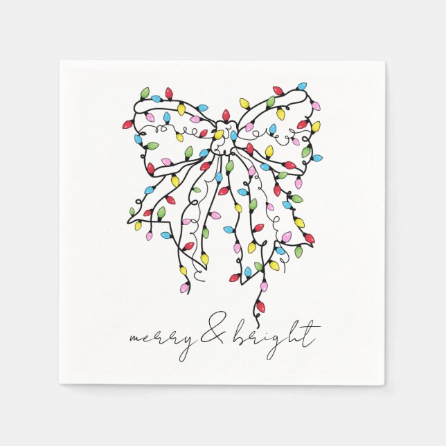 Coquette Bow Weihnachtslicht Weihnachts-Party Serviette (Vorderseite)