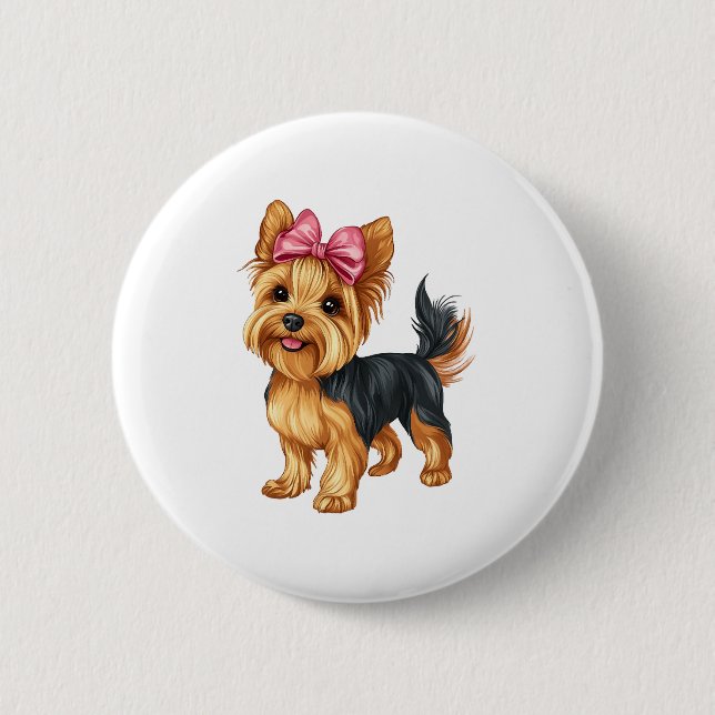 Coquette Bow Yorkshire Terrier Dog Yorkie Mama Mäd Button (Vorderseite)