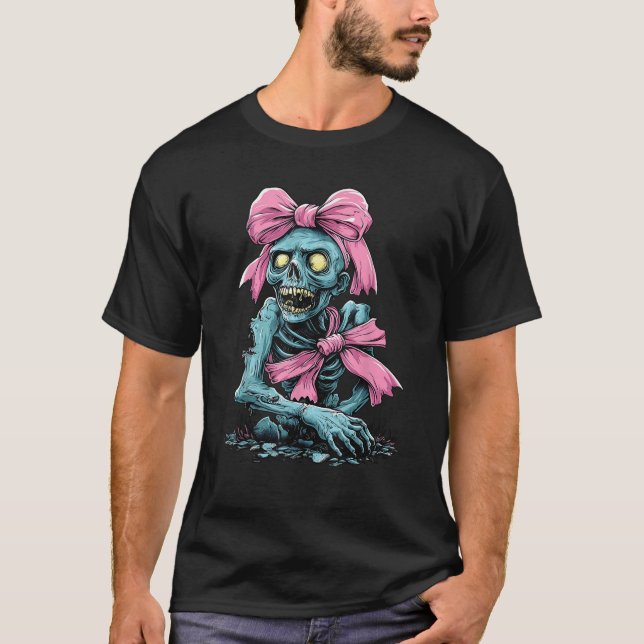 Coquette Bow Zombie Spookie Halloween Mama Mütter  T-Shirt (Vorderseite)