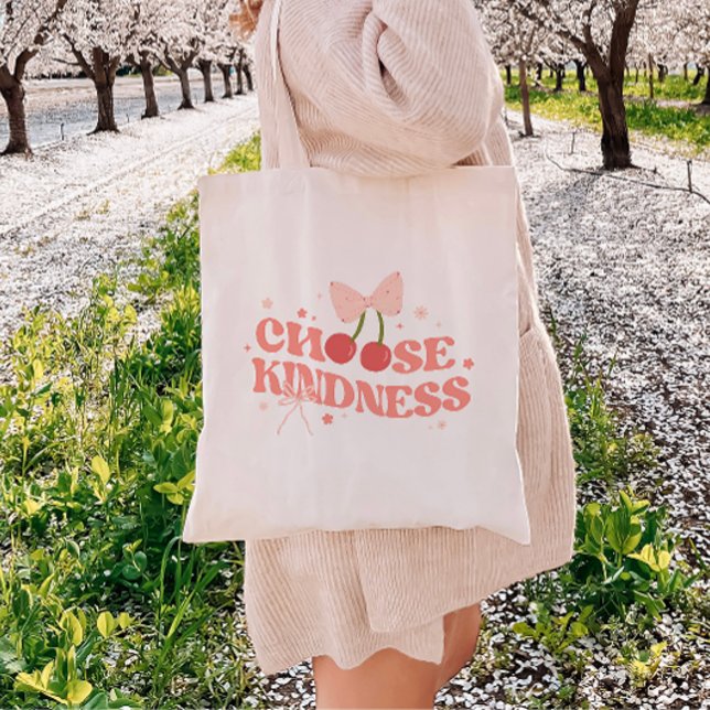 Coquette Bows & Cherries 'Choose Kindness' Tragetasche (Von Creator hochgeladen)