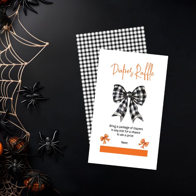Coquette Bows Halloween Kinderdusche Windelwulst W Begleitkarte (Halloween Coquette Black | Orange Bows Girl Baby Shower Diaper Raffle Enclosure Insert Card)
