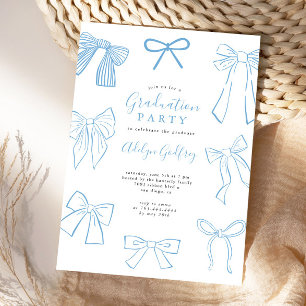 Coquette Bows Light Blue Graduation Party Einladung