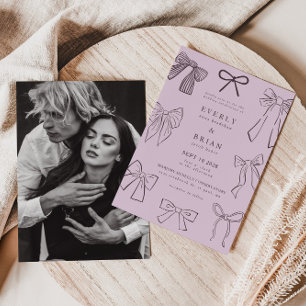 Coquette Bows Lila Hochzeitseinladung Einladung