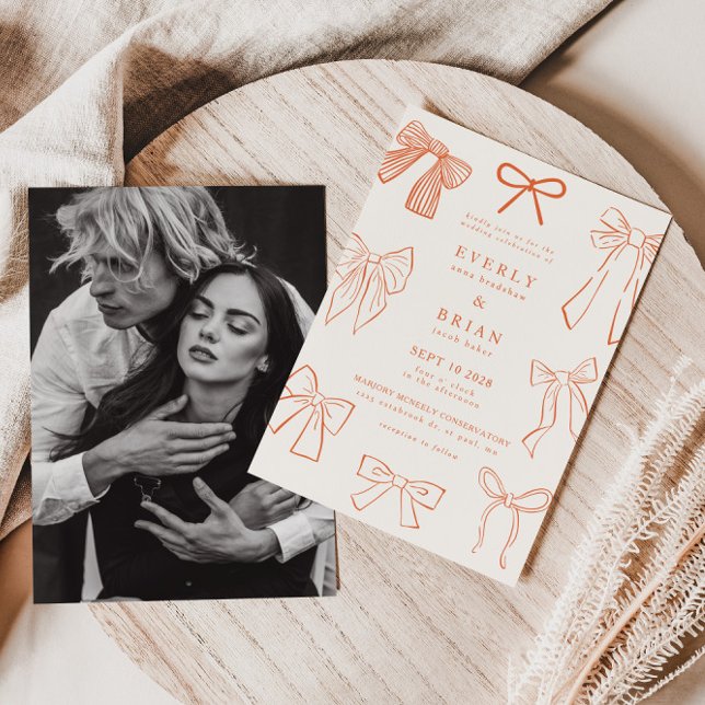 Coquette Bows Orange Wedding Einladung (Von Creator hochgeladen)