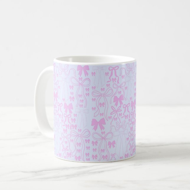 Coquette Bows Pattern Girly Bow Tasse (Vorderseite Links)