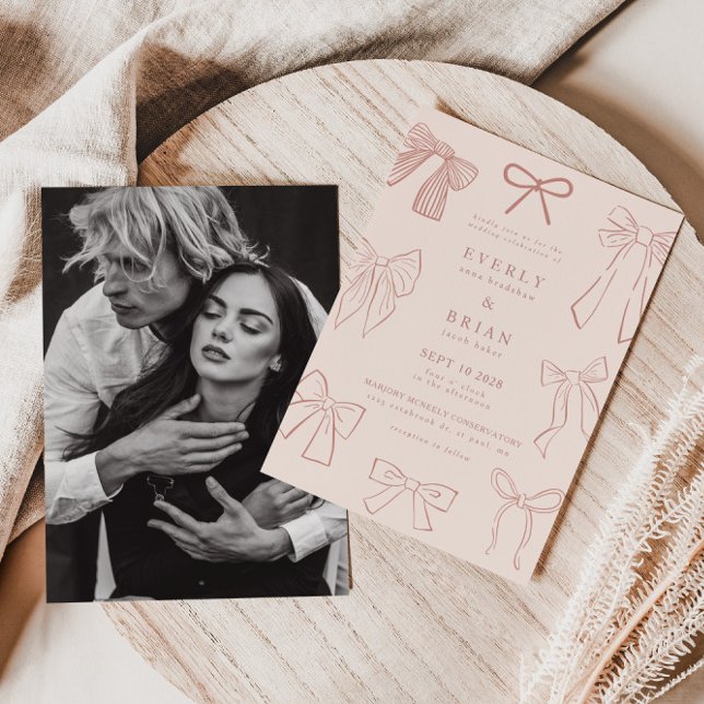Coquette Bows Pink Hochzeit Einladung (Von Creator hochgeladen)