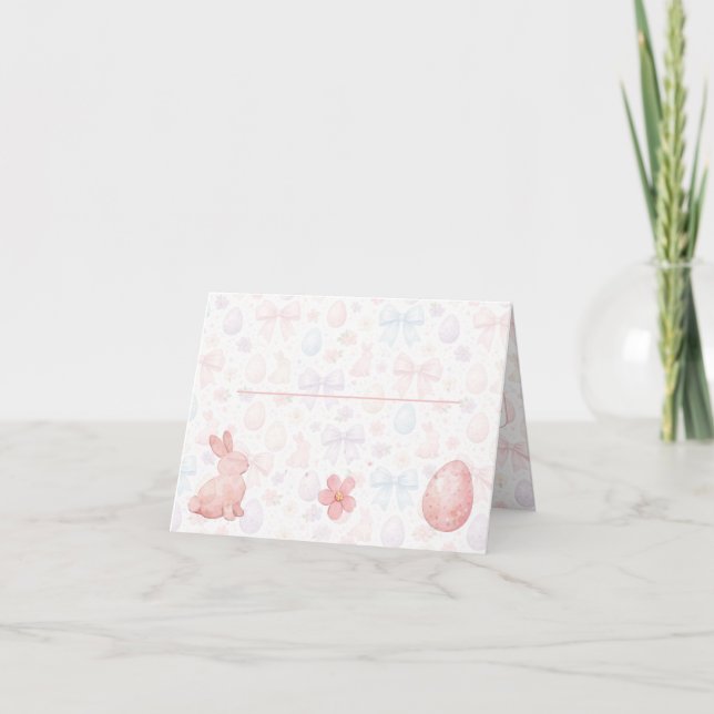 Coquette Bunny & Bows Oster-Tischplatzkarte Dankeskarte (Vorderseite)