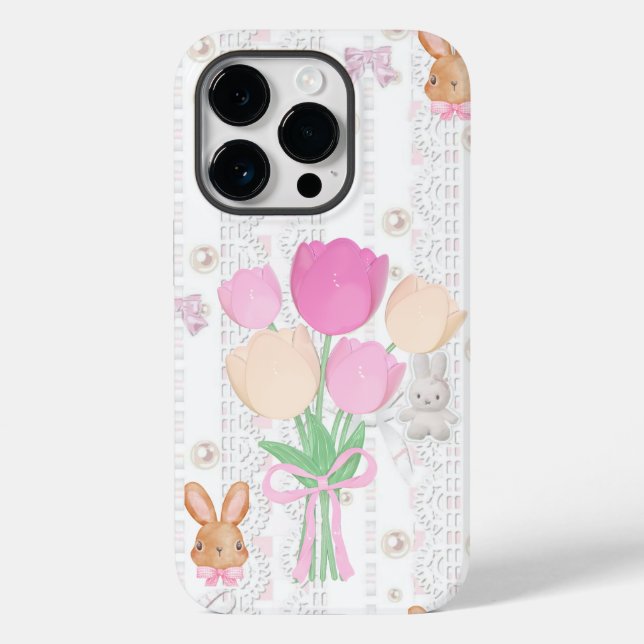 Coquette Bunny Phone Case – White & Floral (Rückseite)