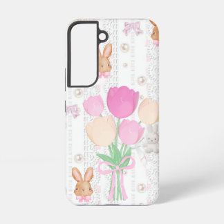 Coquette Bunny Phone Case – White & Floral Samsung Galaxy Hülle