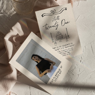 Coquette Cake Hallo 21 Foto Geburtstag Einladung