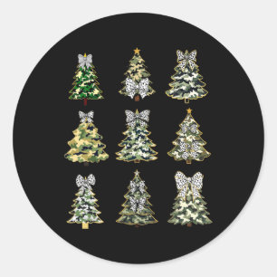 Coquette Camouflage Weihnachtsbaum Bow Camouflage Runder Aufkleber