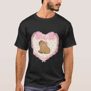 Coquette Capybara Rosa Herz T-Shirt