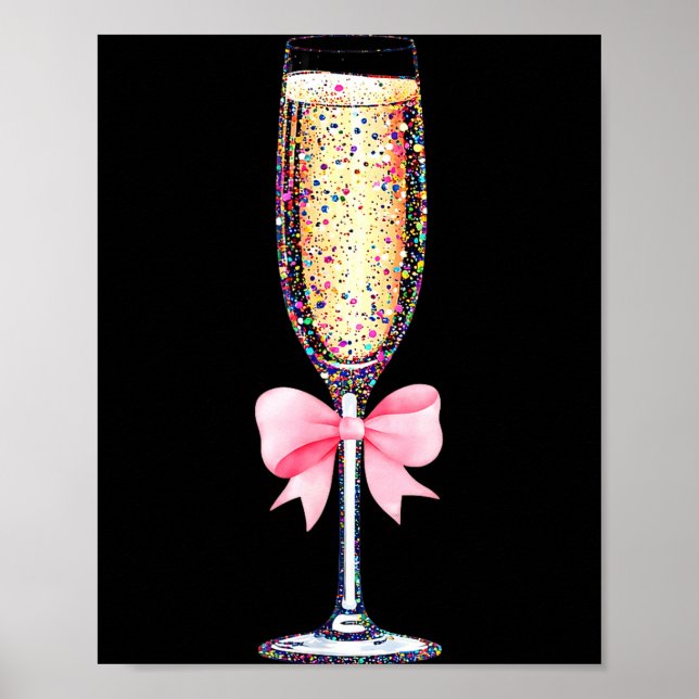 Coquette Champagne Gl Happy New Year 2026 Party Wo Poster (Vorne)