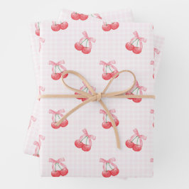 Coquette Cherries Bow Muster Geschenkpapier Set