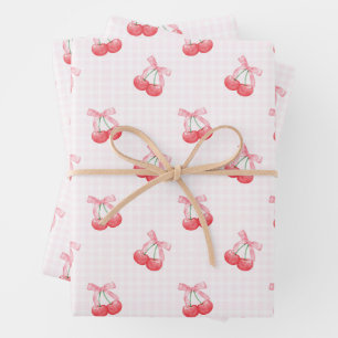 Coquette Cherries Bow Muster Geschenkpapier Set