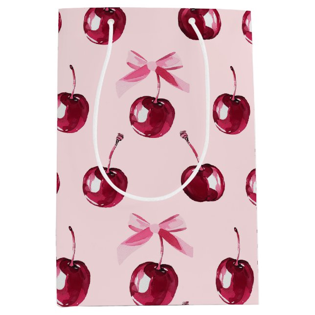 Coquette Cherries Muster Mittlere Geschenktüte (Vorderseite)