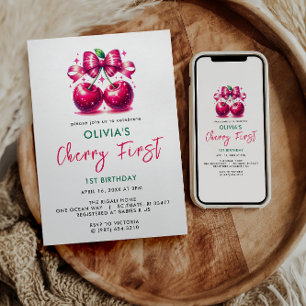 Coquette Cherry 1. Geburtstag Einladung