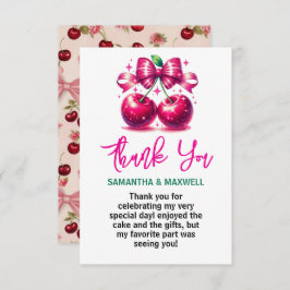 Coquette Cherry 1. Geburtstag Party Dankeskarte