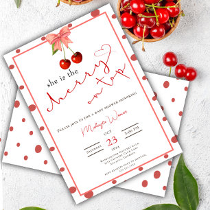 Coquette Cherry auf der niedlichen Baby Girl Dusch Einladung