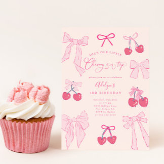 Coquette Cherry auf der Top Bow Birthday Party Einladung
