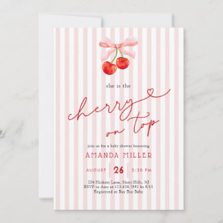 Coquette Cherry auf Top Baby Girl Dusche Einladung