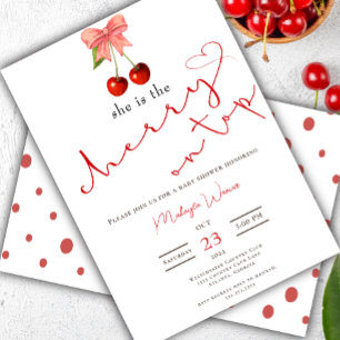 Coquette Cherry auf Top Baby Girl Dusche Einladung