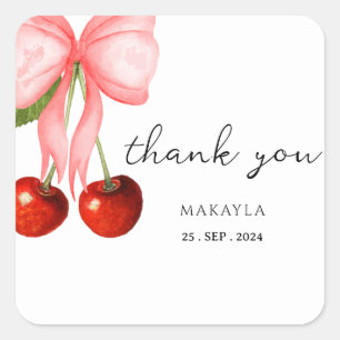 Coquette Cherry auf Top Baby Girl Dusche Quadratischer Aufkleber