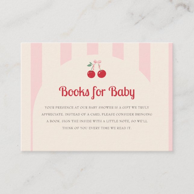 Coquette Cherry auf Top Baby Showbücher für Baby Begleitkarte (Vorderseite)