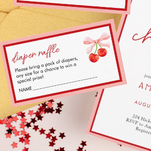 Coquette Cherry Baby Dusche Windel Raffle Begleitkarte