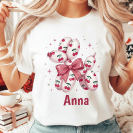 Coquette Cherry Ballon Hund Ästhetik Damen T-Shirt