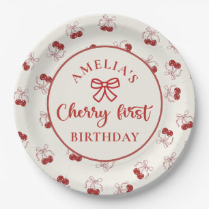 Coquette Cherry First Birthday Paper Teller