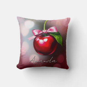 Coquette Cherry mit rosa Bow und Leaf Kissen