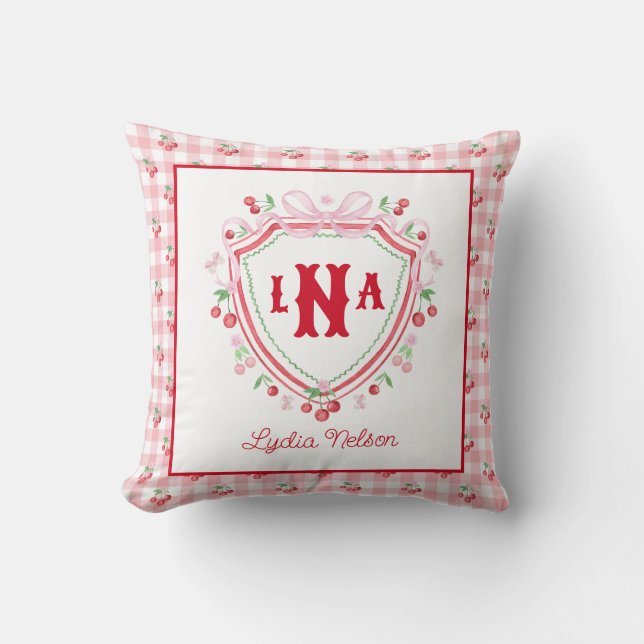 Coquette Cherry Monogam Kissen (Vorderseite)