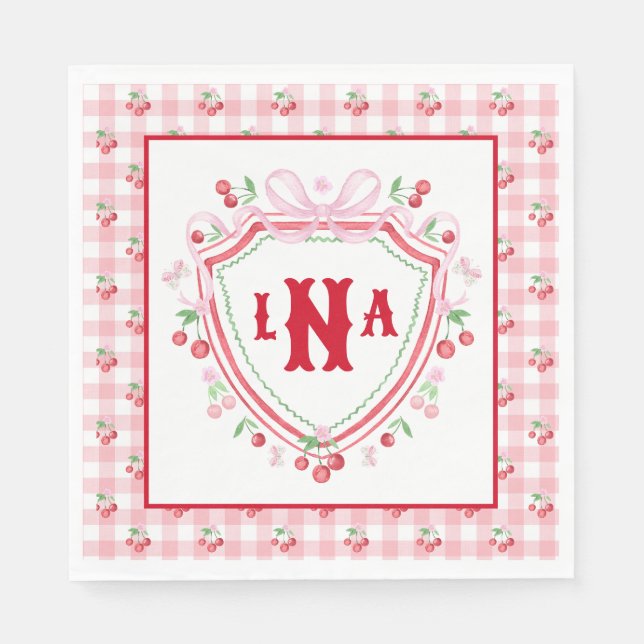 Coquette Cherry Monogam Serviette (Vorderseite)