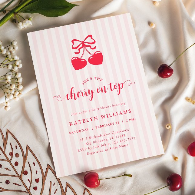 Coquette Cherry On Top Baby Shower Einladung (Von Creator hochgeladen)