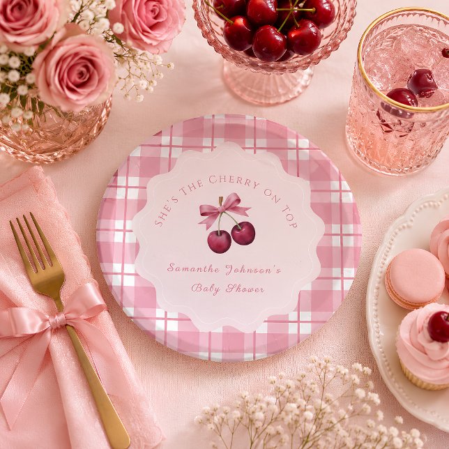 Coquette Cherry On Top Baby Shower  Pappteller (Von Creator hochgeladen)