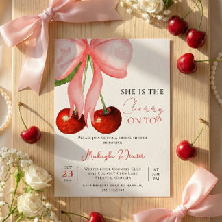 Coquette Cherry on Top Bridal Shower Einladung