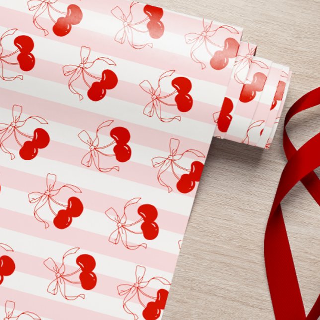 Coquette Cherry Pink Wrapping Paper Geschenkpapier (Von Creator hochgeladen)
