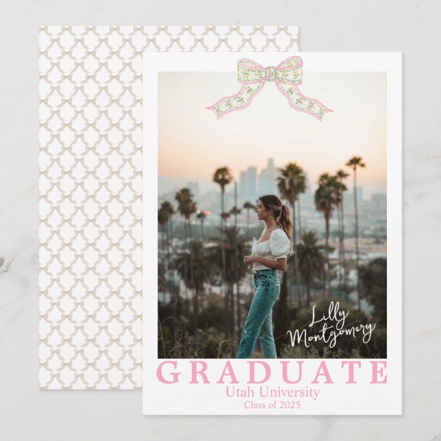 Coquette Chinoiserie Bow Abschluss Ankündigung (Vorne/Hinten)