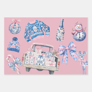Coquette Chinoiserie Weihnachtsbilder Geschenkpapier Set