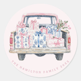 Coquette Chinoisserie Geschenke in einem Weihnacht Runder Aufkleber