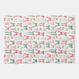 Coquette Christmas Bows Red Green Kitchen Towels Geschirrtuch