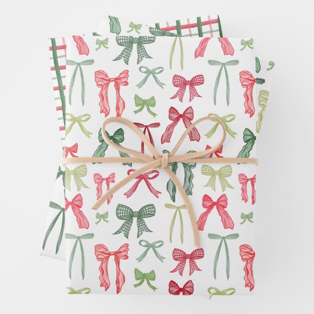 Coquette Christmas Bows Wrapping Paper Red & Green Geschenkpapier Set (Beispiel)