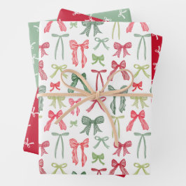 Coquette Christmas Bows Wrapping Paper Red & Green Geschenkpapier Set
