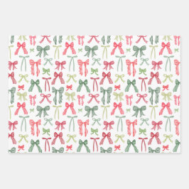 Coquette Christmas Bows Wrapping Paper Red & Green Geschenkpapier Set