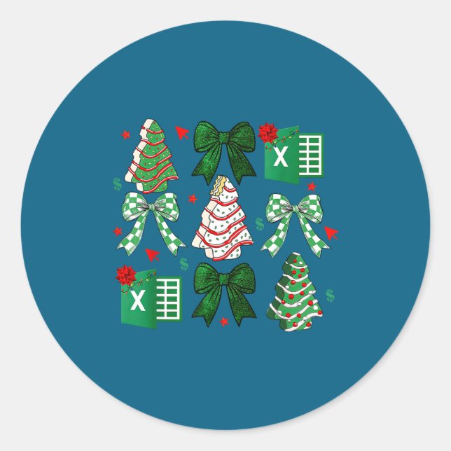 Coquette Christmas Cakes Spreadsheets Accountant Runder Aufkleber (Vorderseite)
